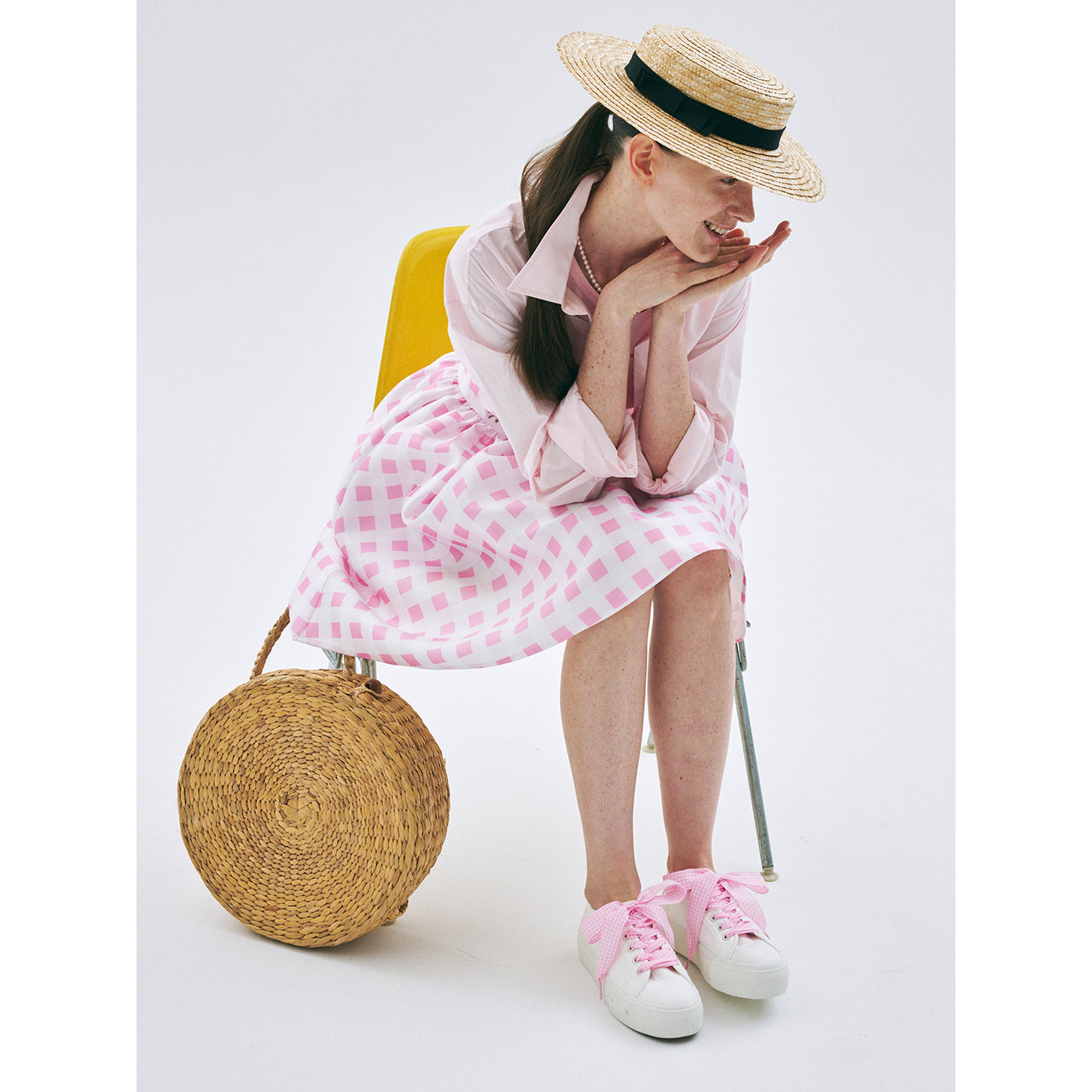 GINGHAM CHECK RIBBON SHOELACE