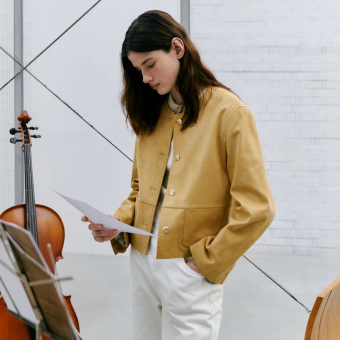 No Collar Suede Jacket