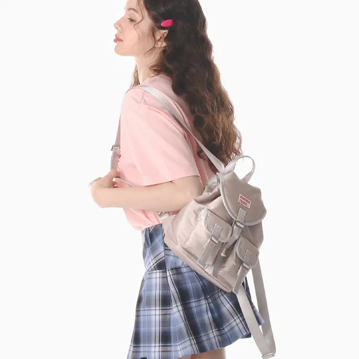 mini ver. Glossy belted flap backpack