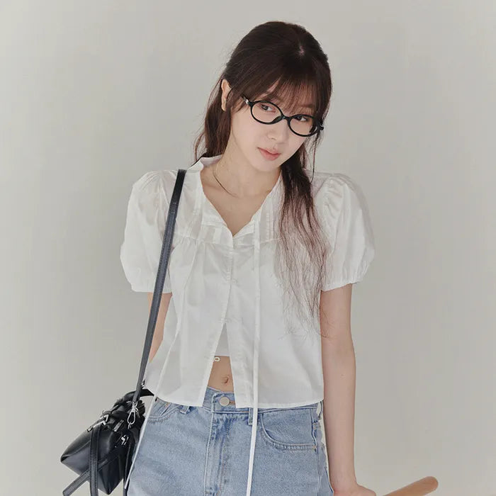 Peral Puff Button Blouse