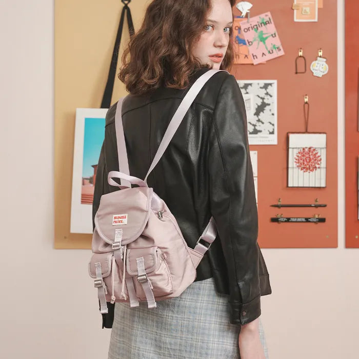mini ver. Glossy belted flap backpack