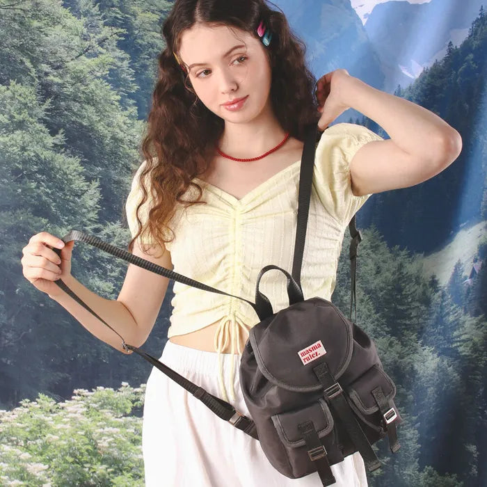 mini ver. Glossy belted flap backpack