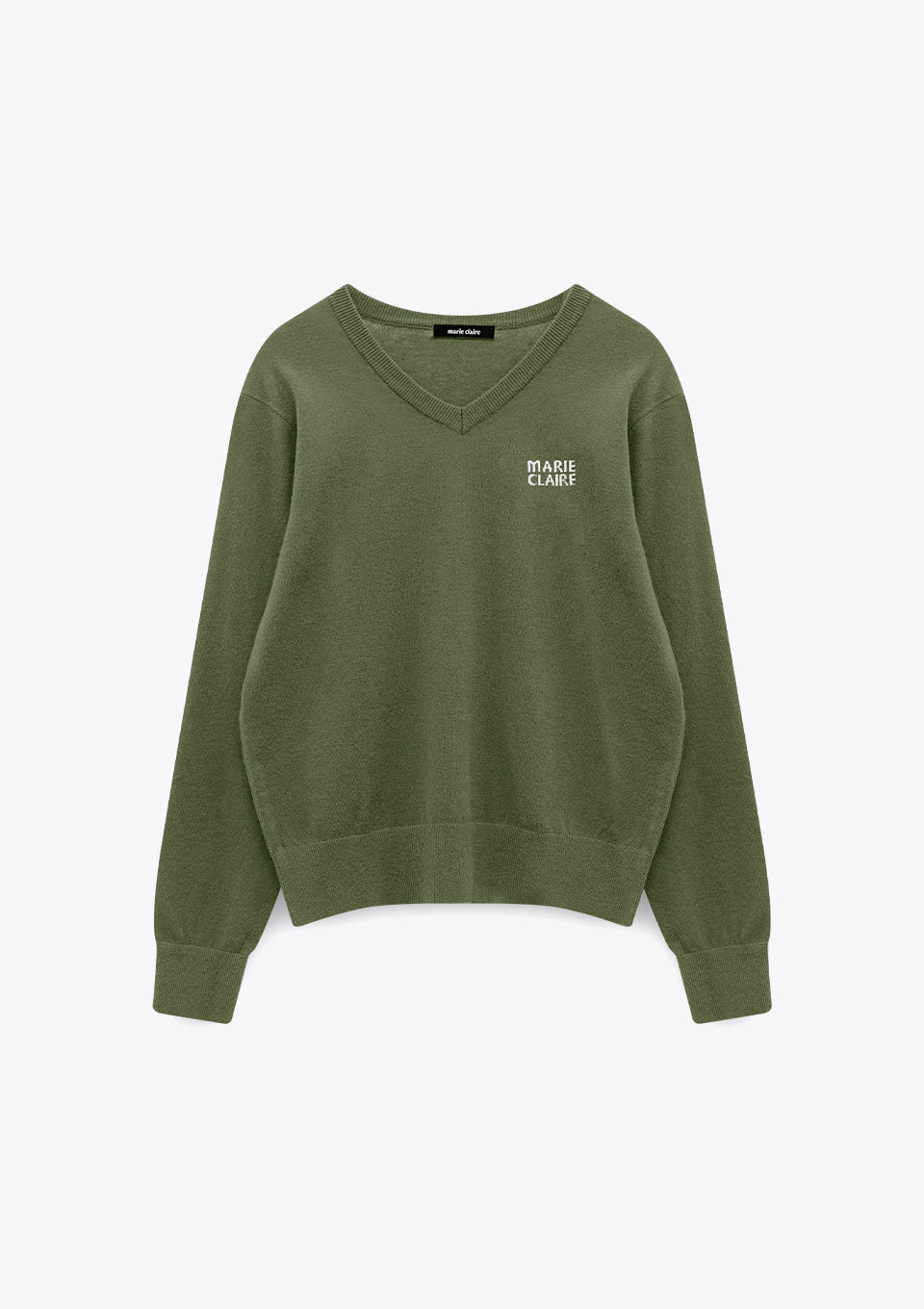Marie Claire wool logo V-neck knit