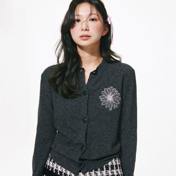 CASHMERE BLENDED CARDIGAN ROUND NECK