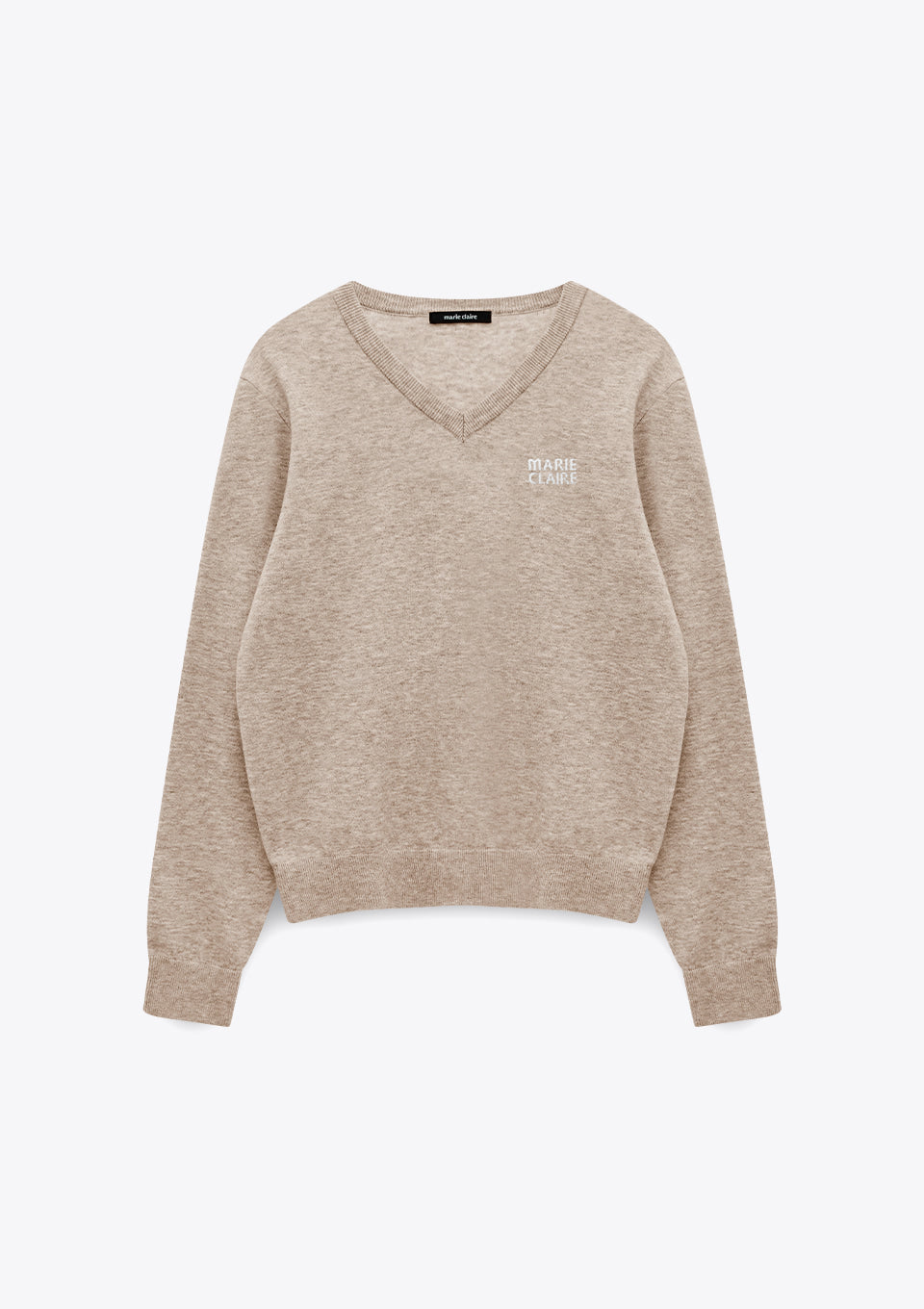 Marie Claire wool logo V-neck knit