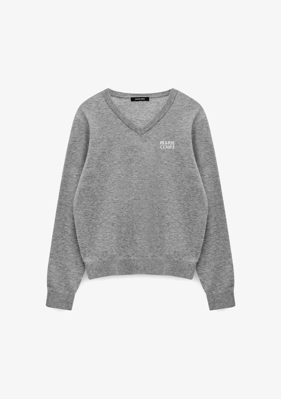 Marie Claire wool logo V-neck knit