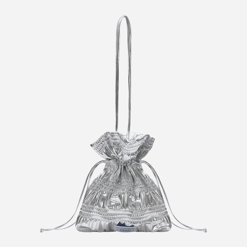 Crinkle Shoulder Bag Silvery Silver