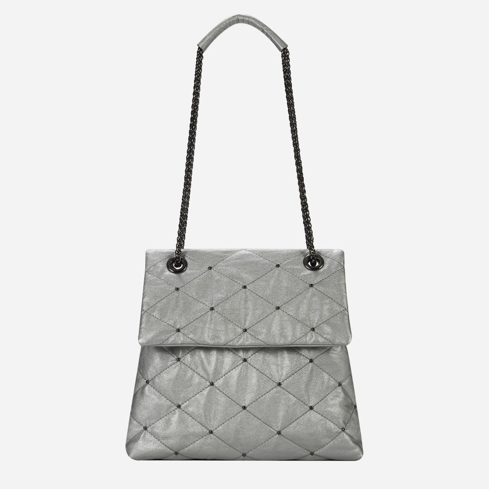 Lozenge Studded Bag Small Silver