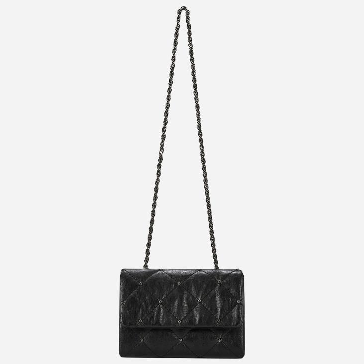 Lozenge Studded Micro Midnight Black