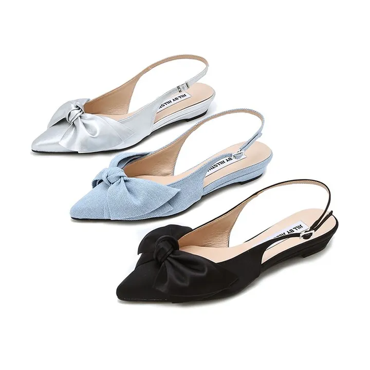 サンダル・ミュール JILLSTUART NOAH DENIM RIBBON POINT TOE SLINGBACK 4BUK505 Denim Rhinestone Detail Slingback Heel | Karen Millen