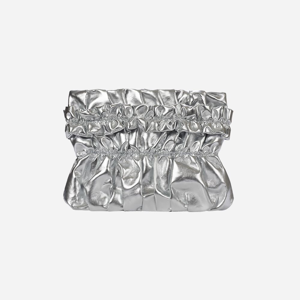 Tate Ruched Bag Small - Silver