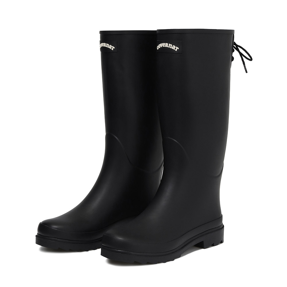 Clover Heart Back Lace-Up Rain Boots Long