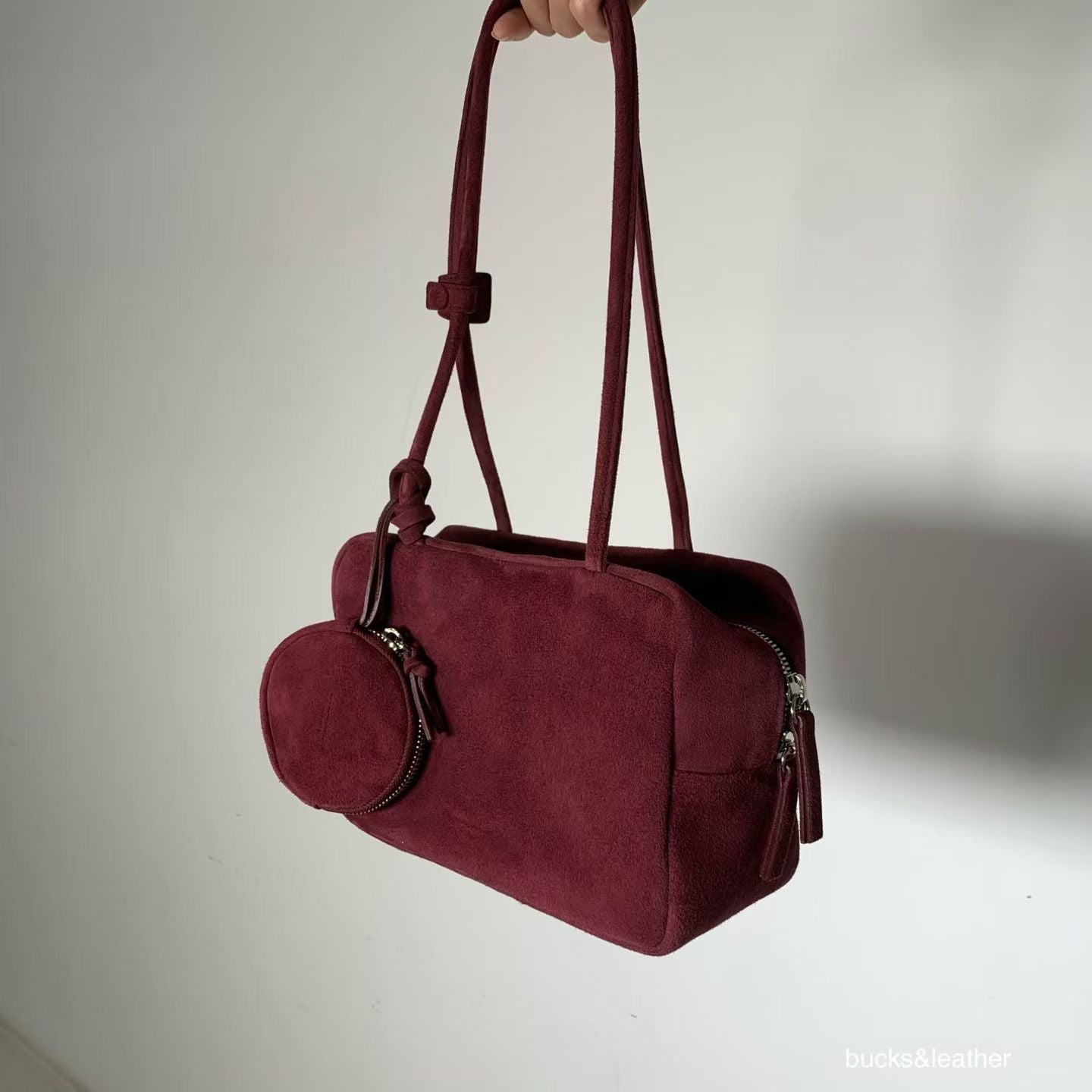 ♥︎bucks&leather♥︎25FW 真皮正方形簡約保齡球包