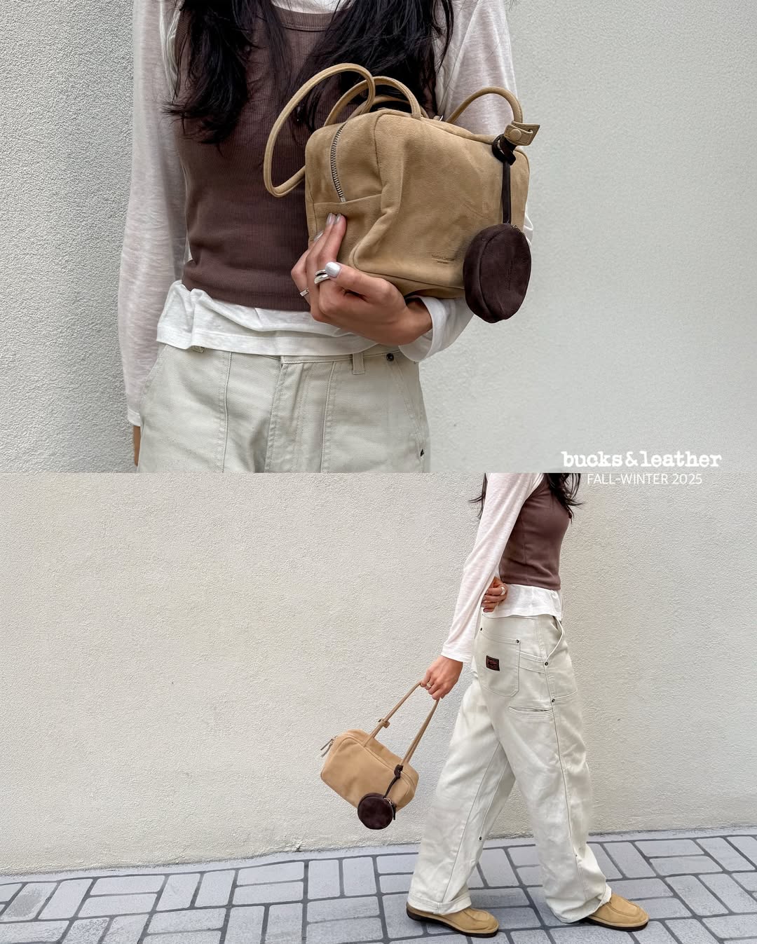 ♥︎bucks&leather♥︎25FW 真皮正方形簡約保齡球包