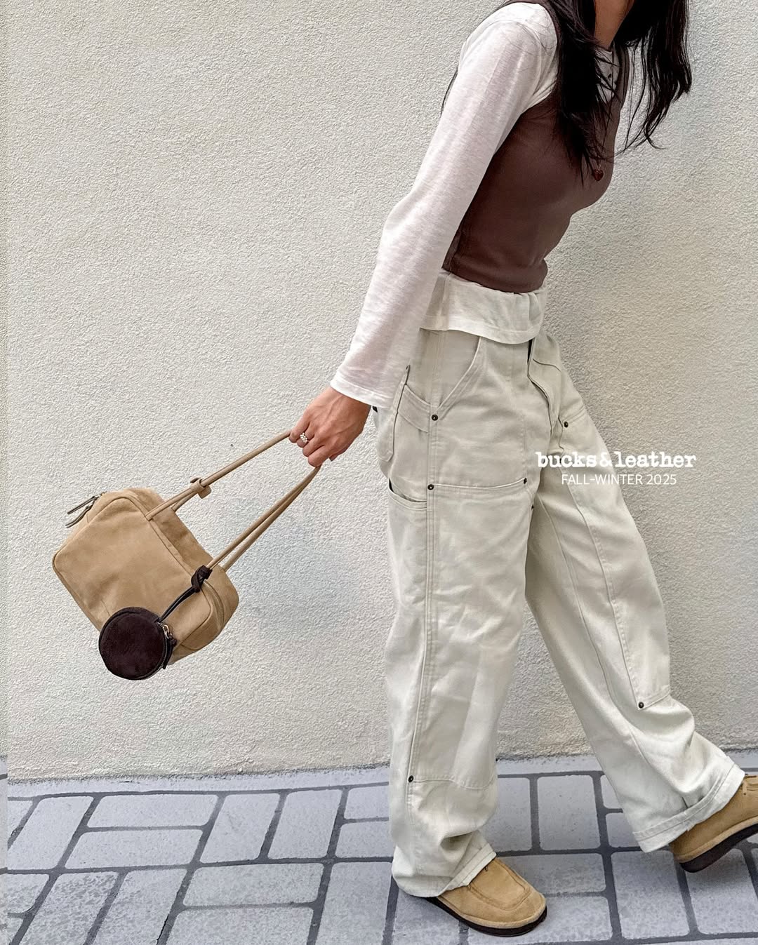 ♥︎bucks&leather♥︎25FW 真皮正方形簡約保齡球包