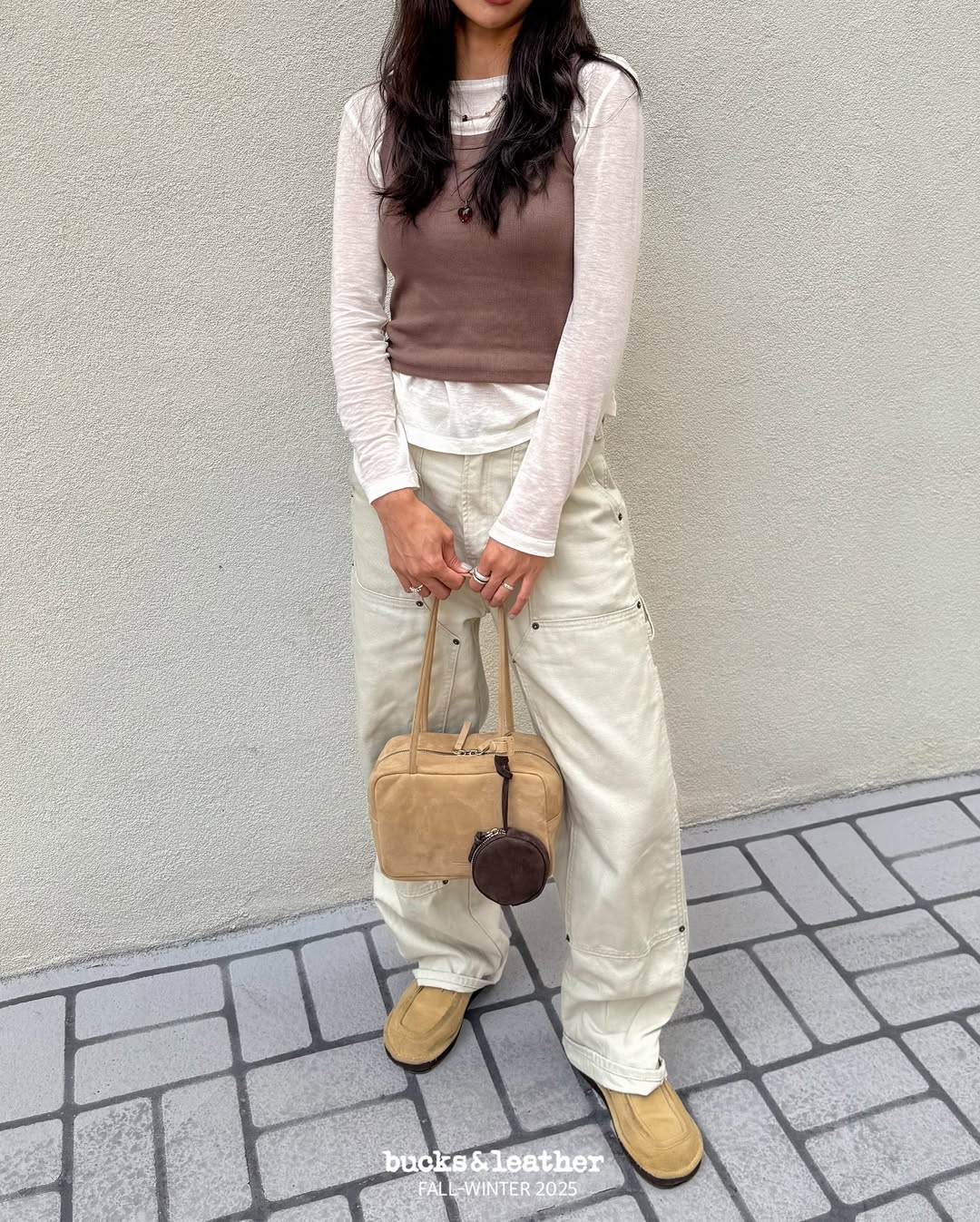 ♥︎bucks&leather♥︎25FW 真皮正方形簡約保齡球包