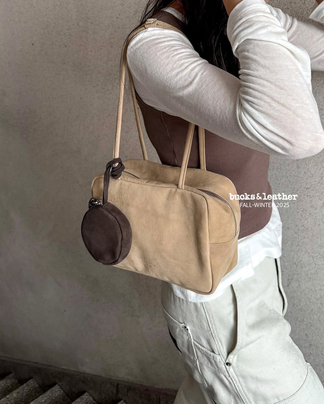 ♥︎bucks&leather♥︎25FW 真皮正方形簡約保齡球包