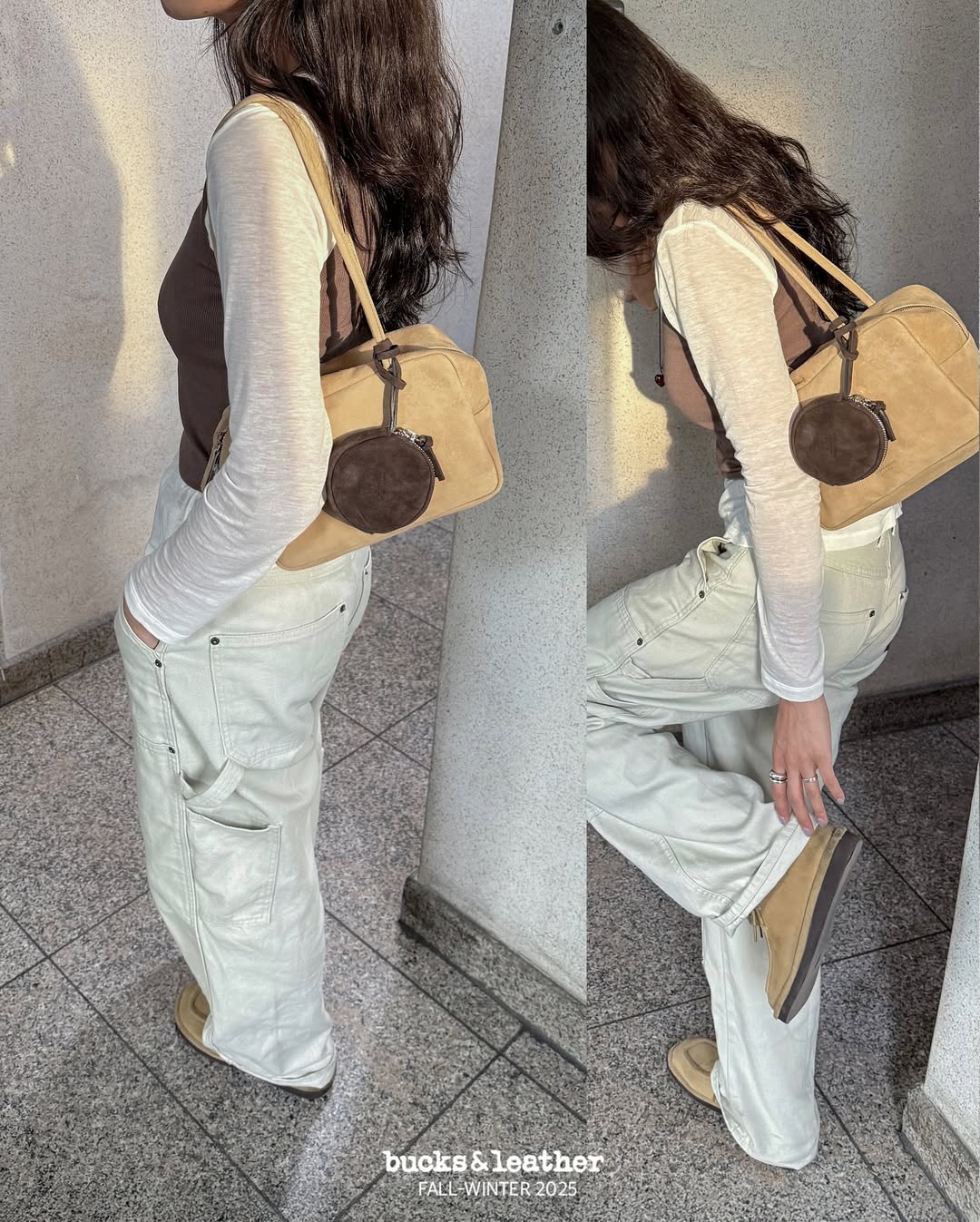 ♥︎bucks&leather♥︎25FW 真皮正方形簡約保齡球包