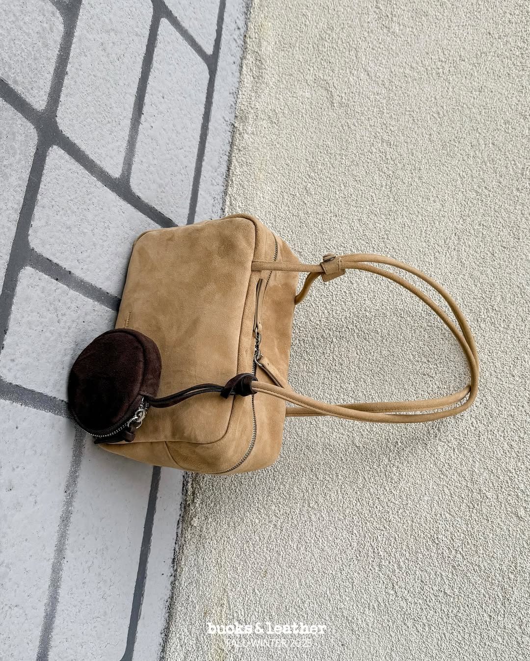 ♥︎bucks&leather♥︎25FW 真皮正方形簡約保齡球包