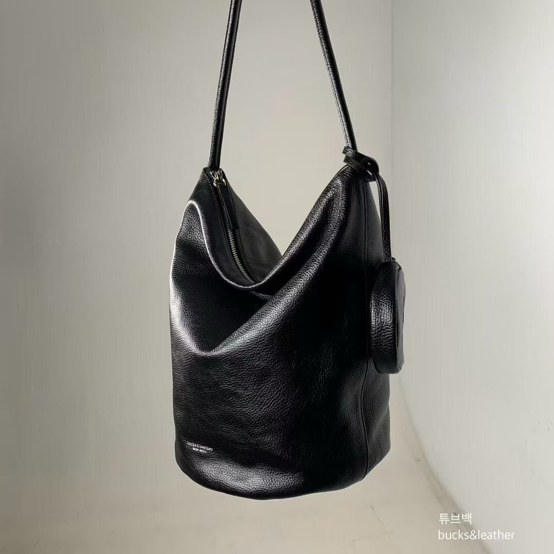 ♥︎bucks&leather♥︎25FW 真皮簡約水桶包(L Size) (贈送圓形散子包)
