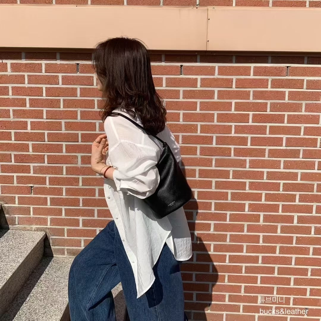 ♥︎bucks&leather♥︎25FW 真皮簡約水桶包(S Size) (贈送圓形散子包)