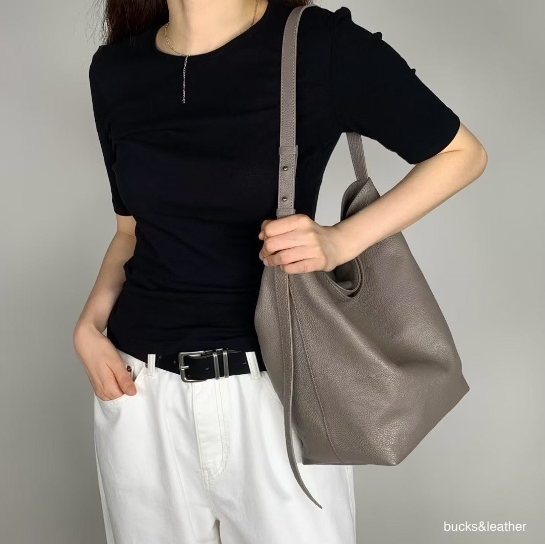 ♥︎bucks&leather♥︎25FW 真皮磁吸方形水桶包