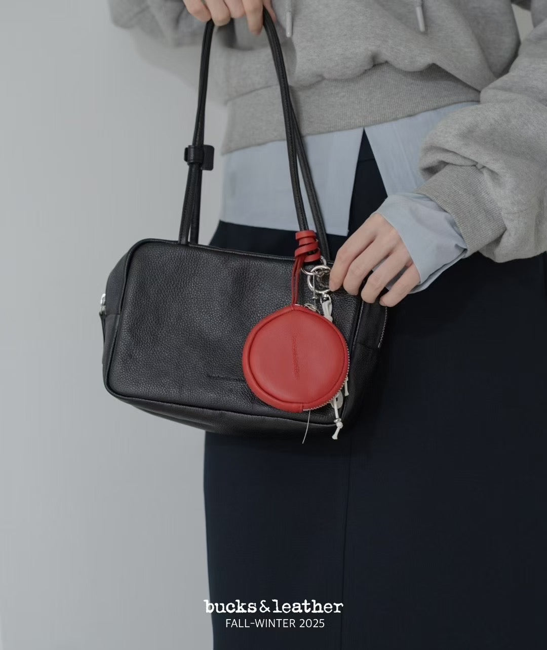 ♥︎bucks&leather♥︎25FW 真皮正方形簡約保齡球包