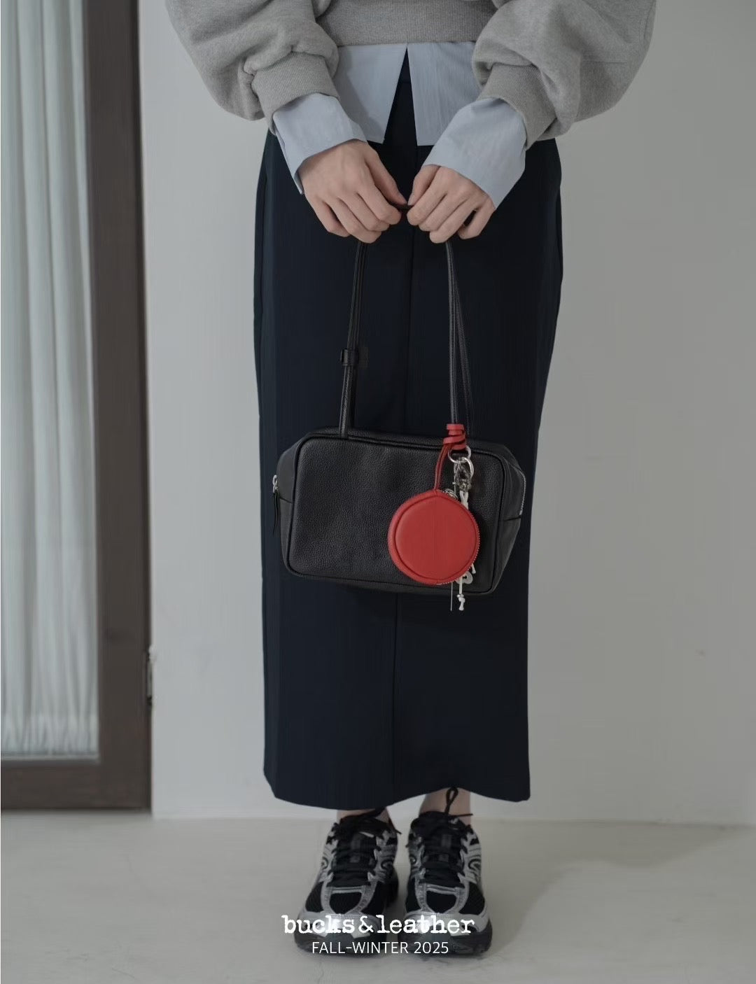 ♥︎bucks&leather♥︎25FW 真皮正方形簡約保齡球包