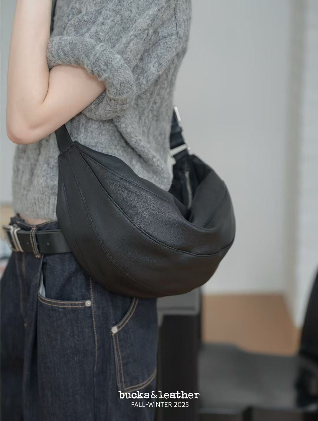 ♥︎bucks&leather♥︎25FW 真皮餃子包(L Size)