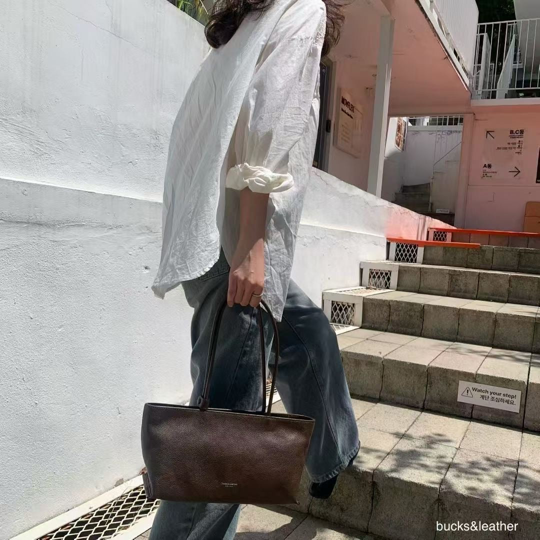 ♥︎bucks&leather♥︎25FW 真皮拉鍊腋下方形托特包