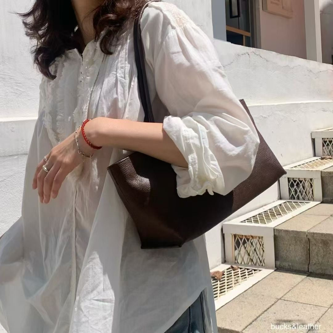 ♥︎bucks&leather♥︎25FW 真皮拉鍊腋下方形托特包