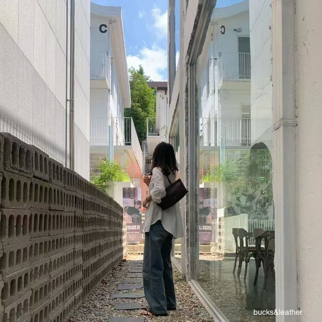 ♥︎bucks&leather♥︎25FW 真皮拉鍊腋下方形托特包