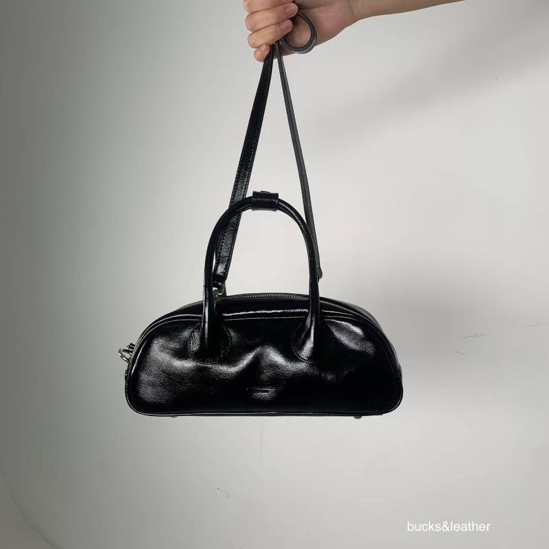 ♥︎bucks&leather♥︎人氣款真皮法棒包款手袋(S) (附長揹帶)