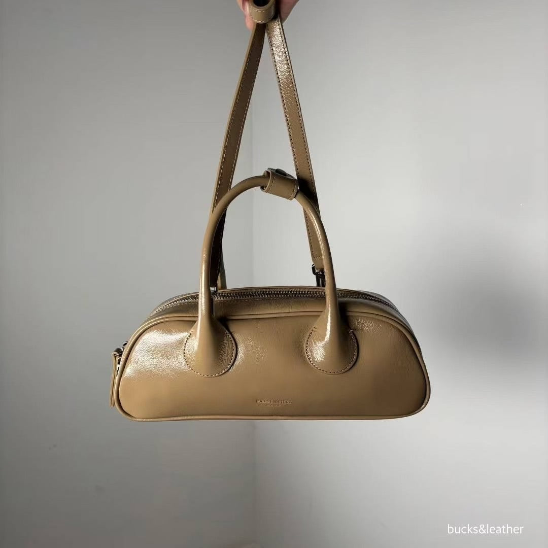 ♥︎bucks&leather♥︎人氣款真皮法棒包款手袋(S) (附長揹帶)