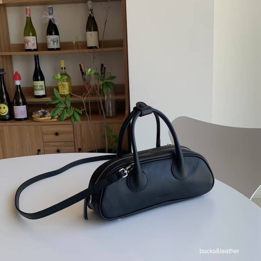 ♥︎bucks&leather♥︎人氣款真皮法棒包款手袋(S) (附長揹帶)