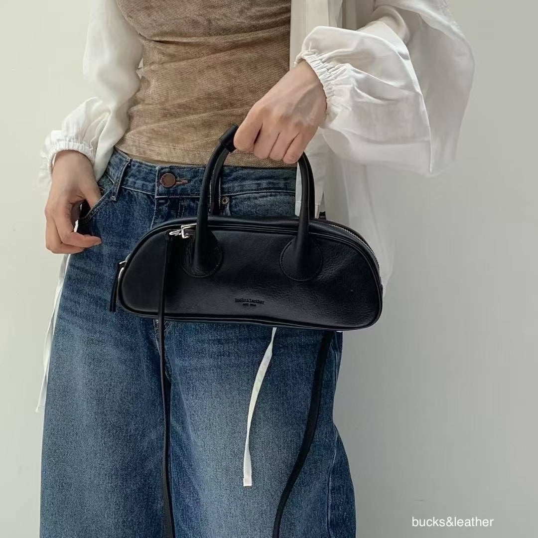 ♥︎bucks&leather♥︎人氣款真皮法棒包款手袋(S) (附長揹帶)