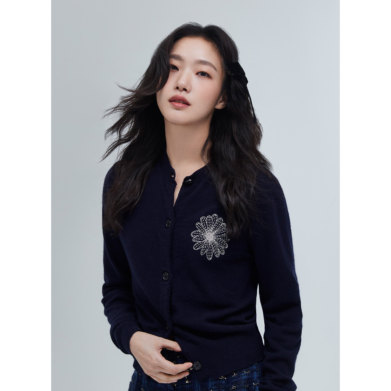 CASHMERE BLENDED CARDIGAN ROUND NECK