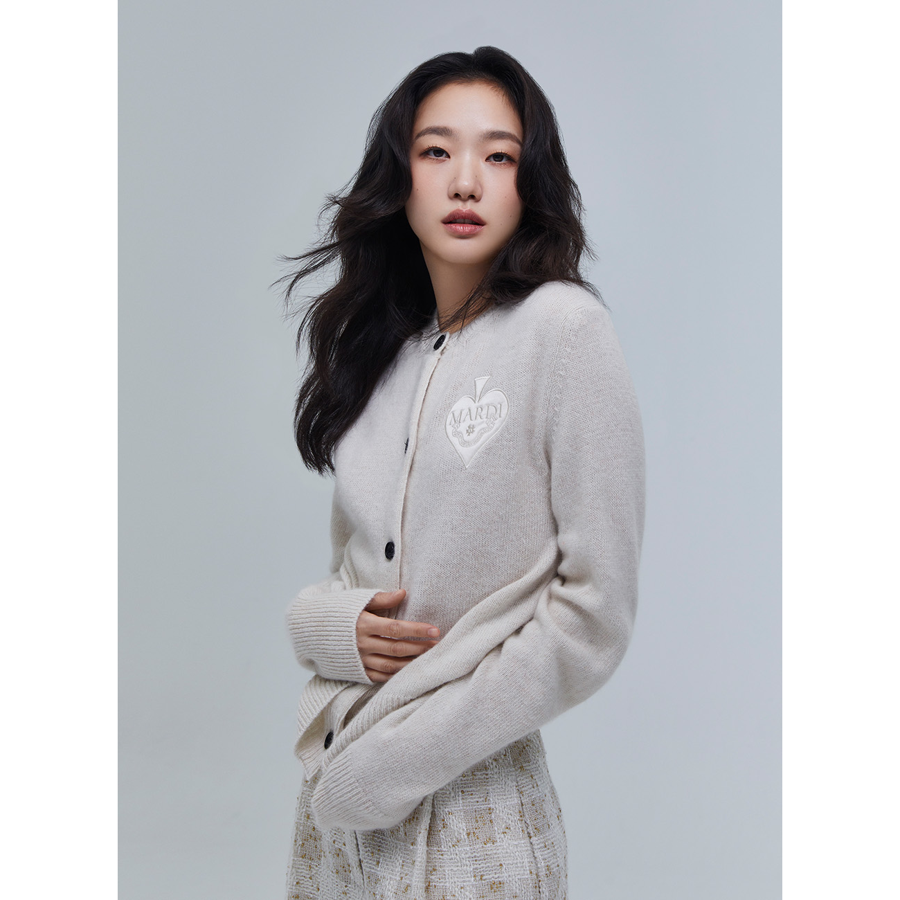 RACCOON BLENDED CARDIGAN ROUND NECK SPADE