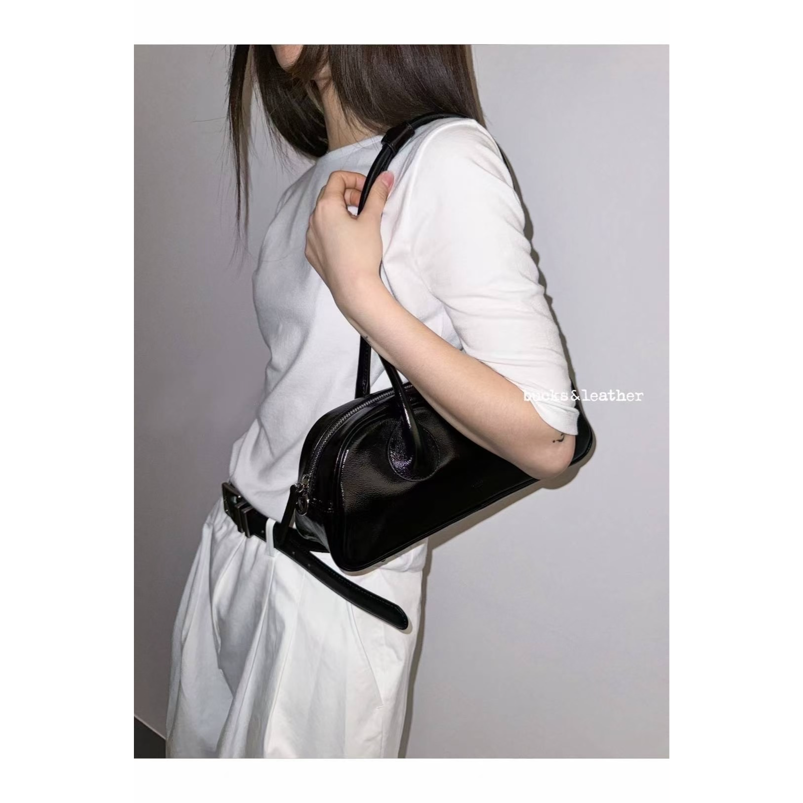 ♥︎bucks&leather♥︎人氣款真皮法棒包款手袋(M)