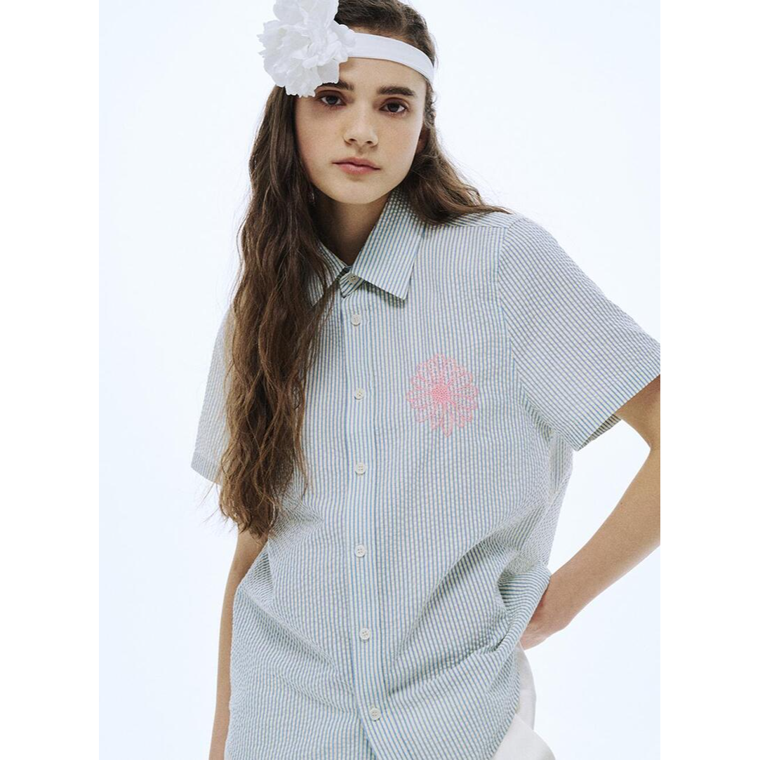 SEERSUCKER SHIRT HALF SLEEVE STRIPE