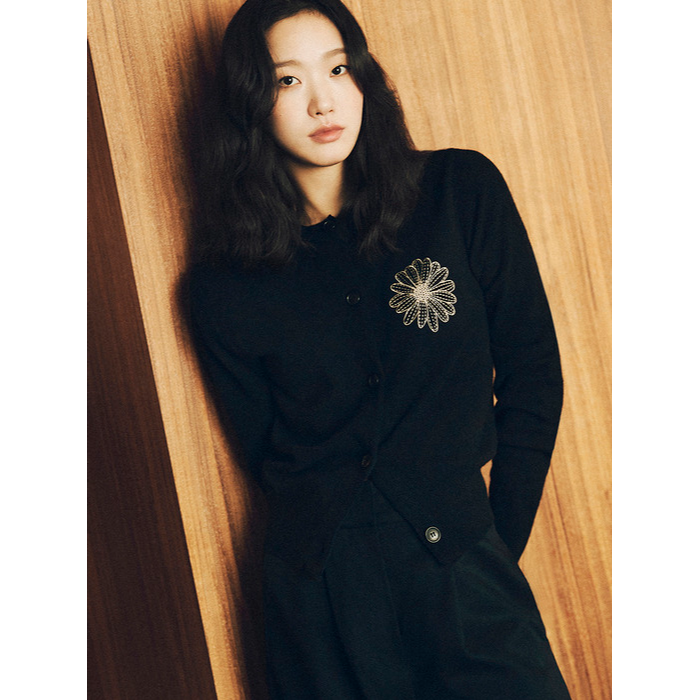 CASHMERE BLENDED CARDIGAN ROUND NECK