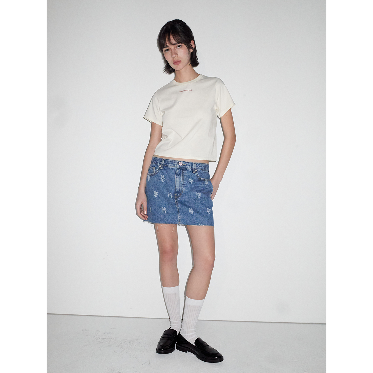 DENIM MINI SKIRT LOGO MRCD