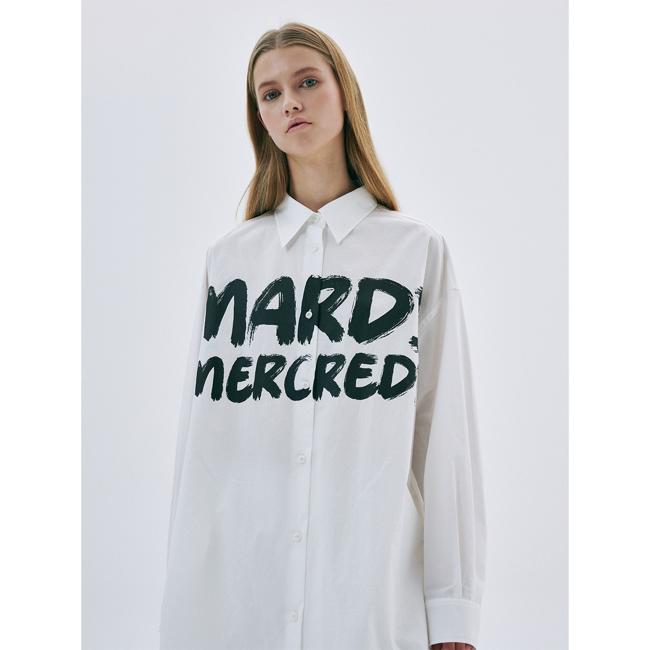 OVERSIZED SHIRT BRUSH LOGO CONTRAST