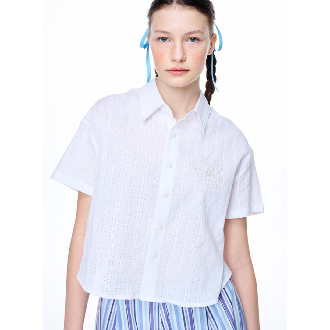 COTTON CROPPED SHIRT HALF SLEEVE