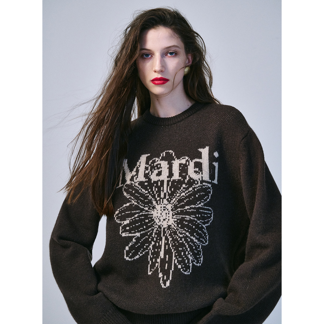 CASHMERE BLENDED PULLOVER FLOWERMARDI