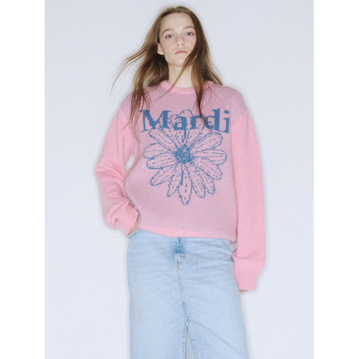 CASHMERE BLENDED PULLOVER FLOWERMARDI