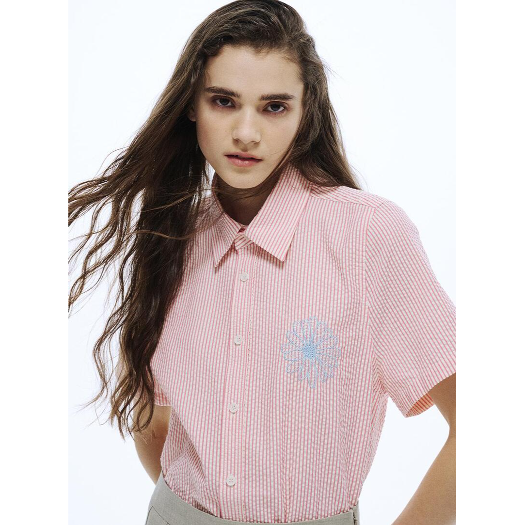 SEERSUCKER SHIRT HALF SLEEVE STRIPE