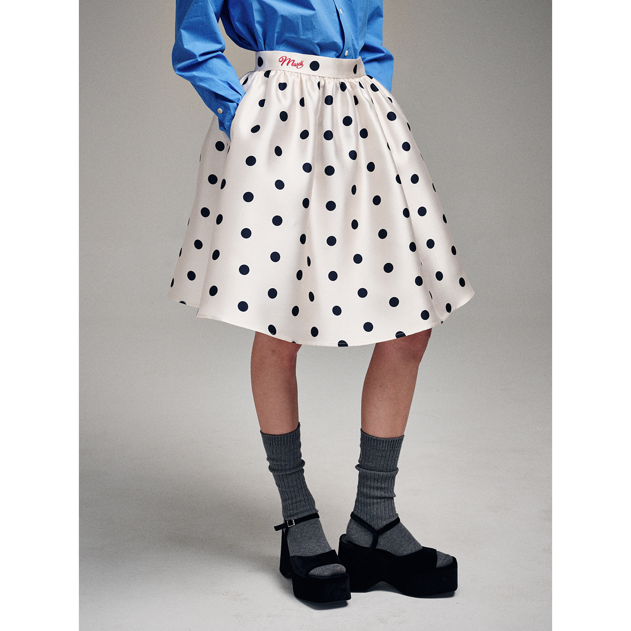 VOLUME MIDI SKIRT CRAPE DOT