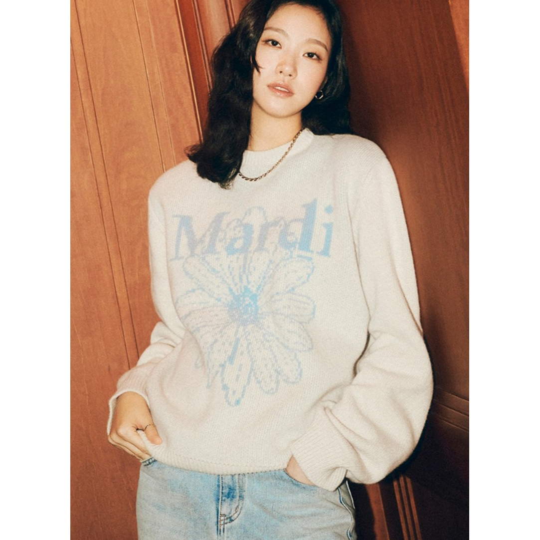 CASHMERE BLENDED PULLOVER FLOWERMARDI