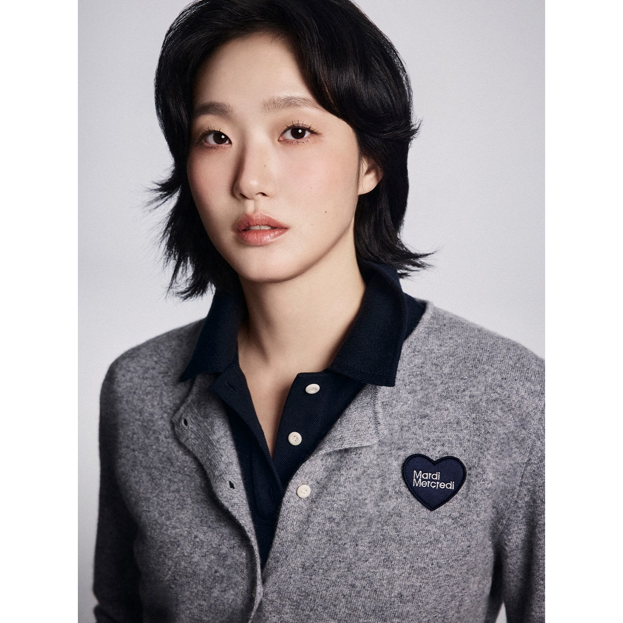 RACCOON BLENDED CROPPED CARDIGAN HEART LOGO